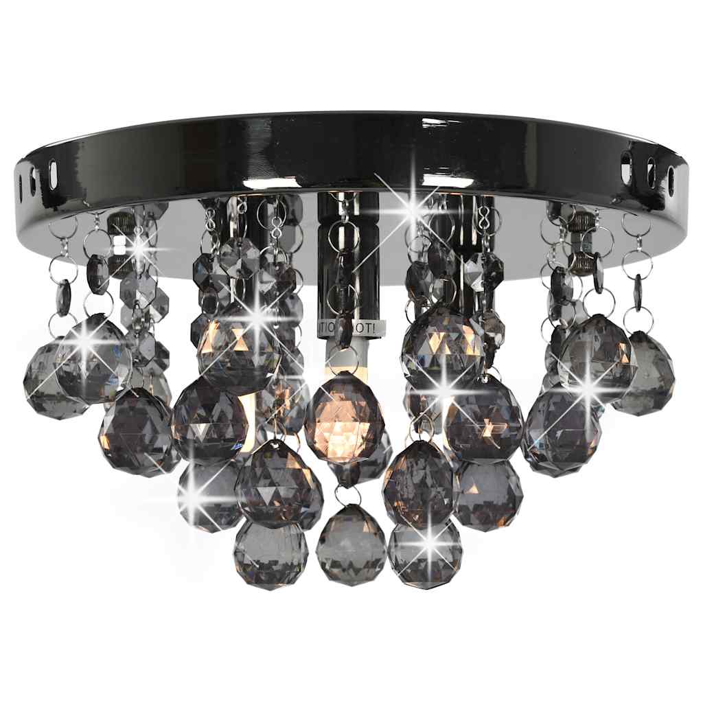 vidaXL Ceiling Lamp with Smoky Beads Black Round G9 3