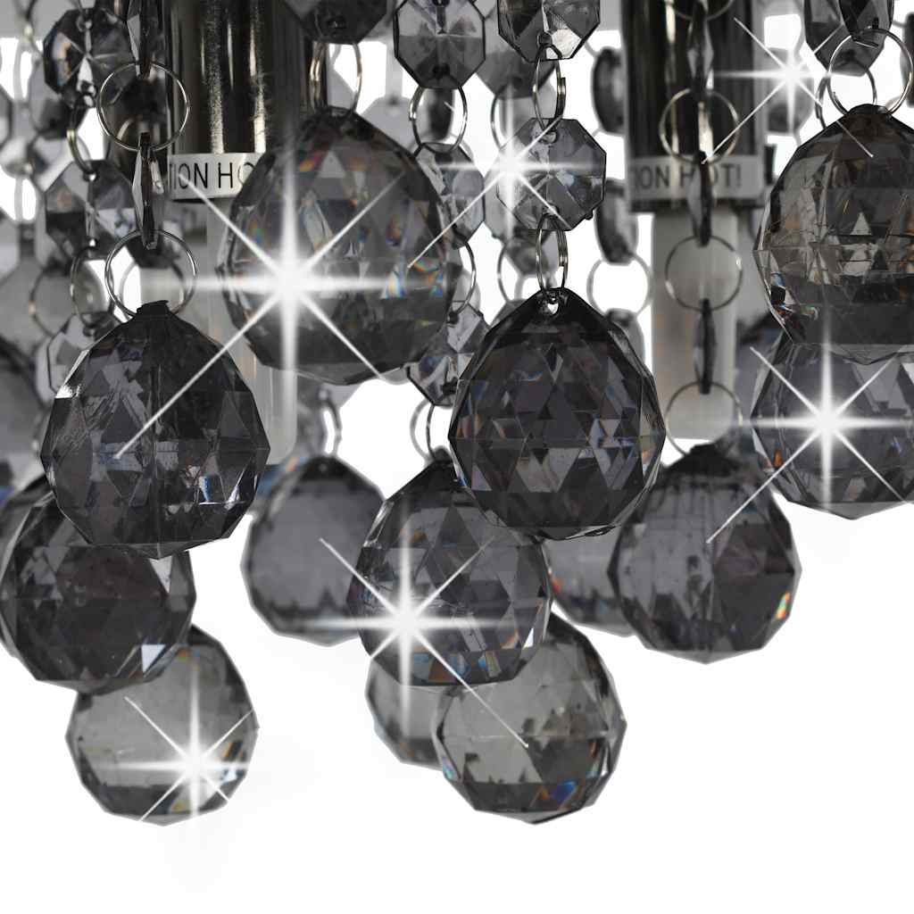 vidaXL Ceiling Lamp with Smoky Beads Black Round G9 4
