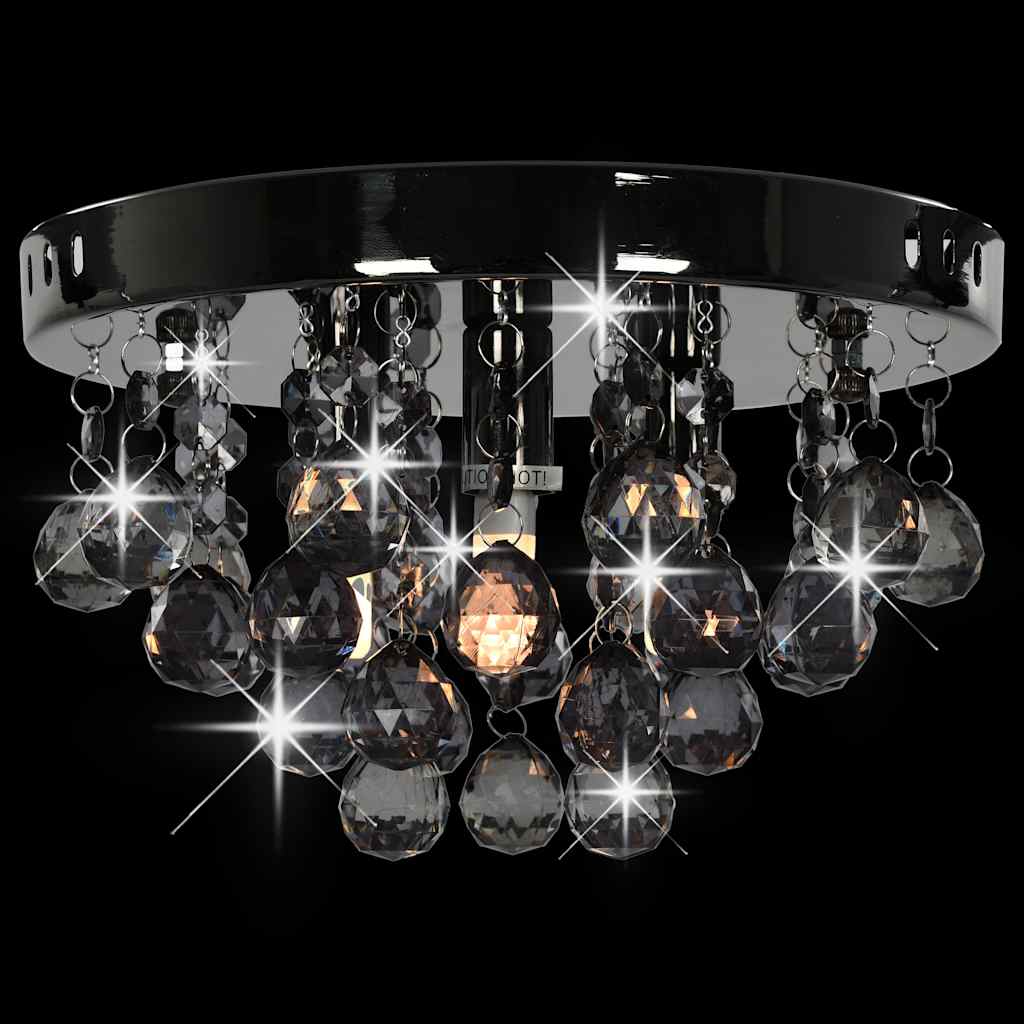 vidaXL Ceiling Lamp with Smoky Beads Black Round G9 5
