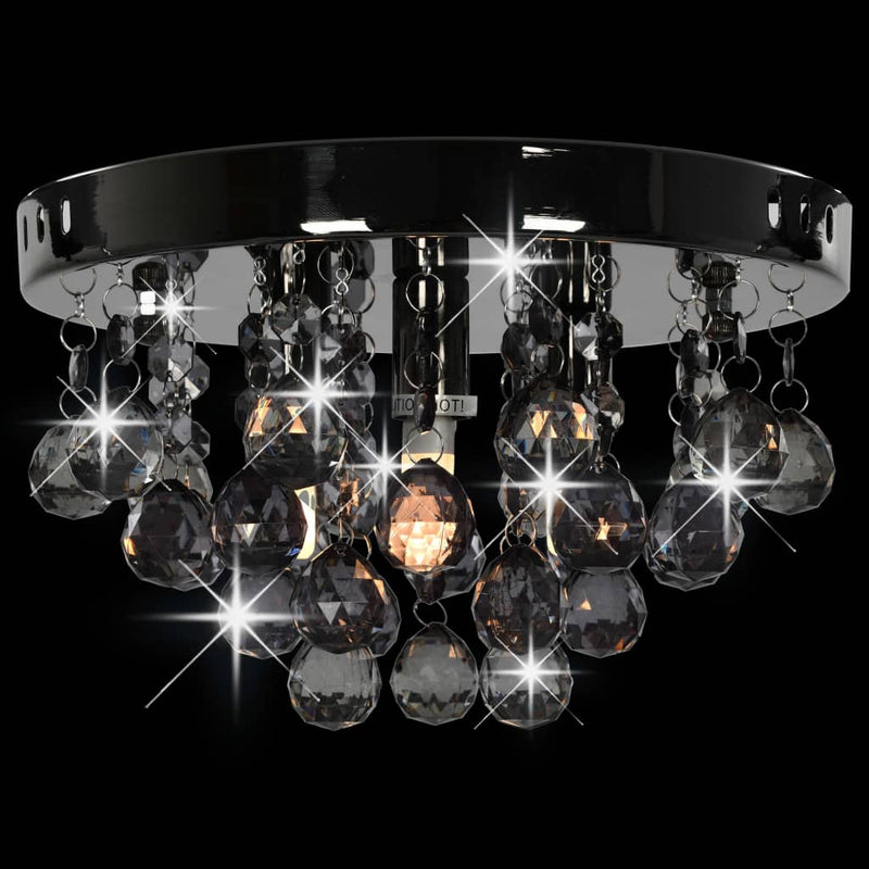 Ceiling Lamp with Smoky Beads Black Round G9