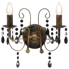vidaXL Wall Lamp with Beads Antique Black 2 x E14 Bulbs 3