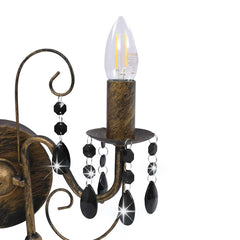 vidaXL Wall Lamp with Beads Antique Black 2 x E14 Bulbs 5