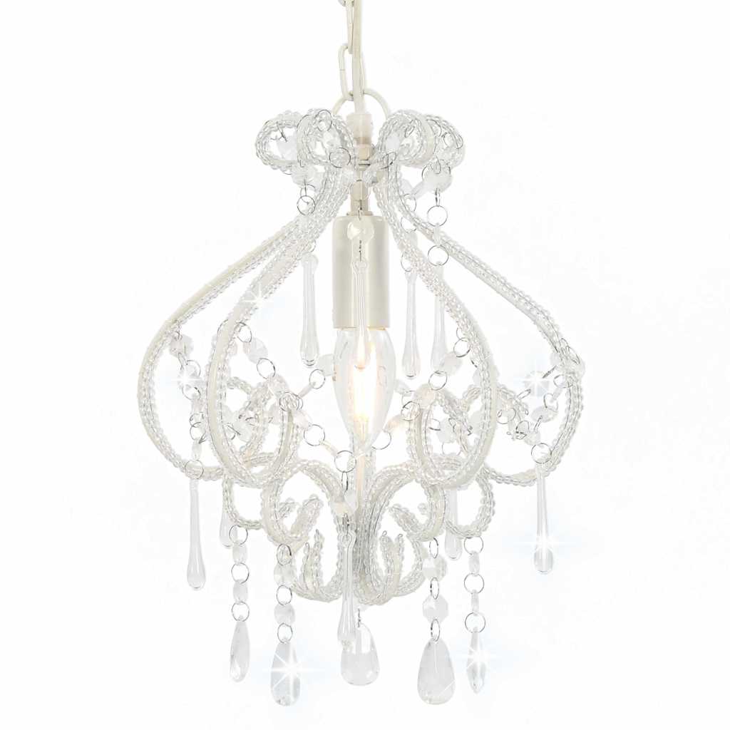vidaXL Ceiling Lamp | White, Clear | Metal, Acrylic | Medium | Decorative Beads 1