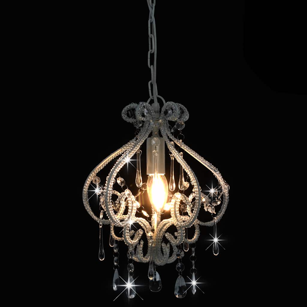 vidaXL Ceiling Lamp | White, Clear | Metal, Acrylic | Medium | Decorative Beads 4