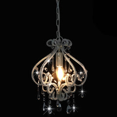 vidaXL Ceiling Lamp | White, Clear | Metal, Acrylic | Medium | Decorative Beads 4