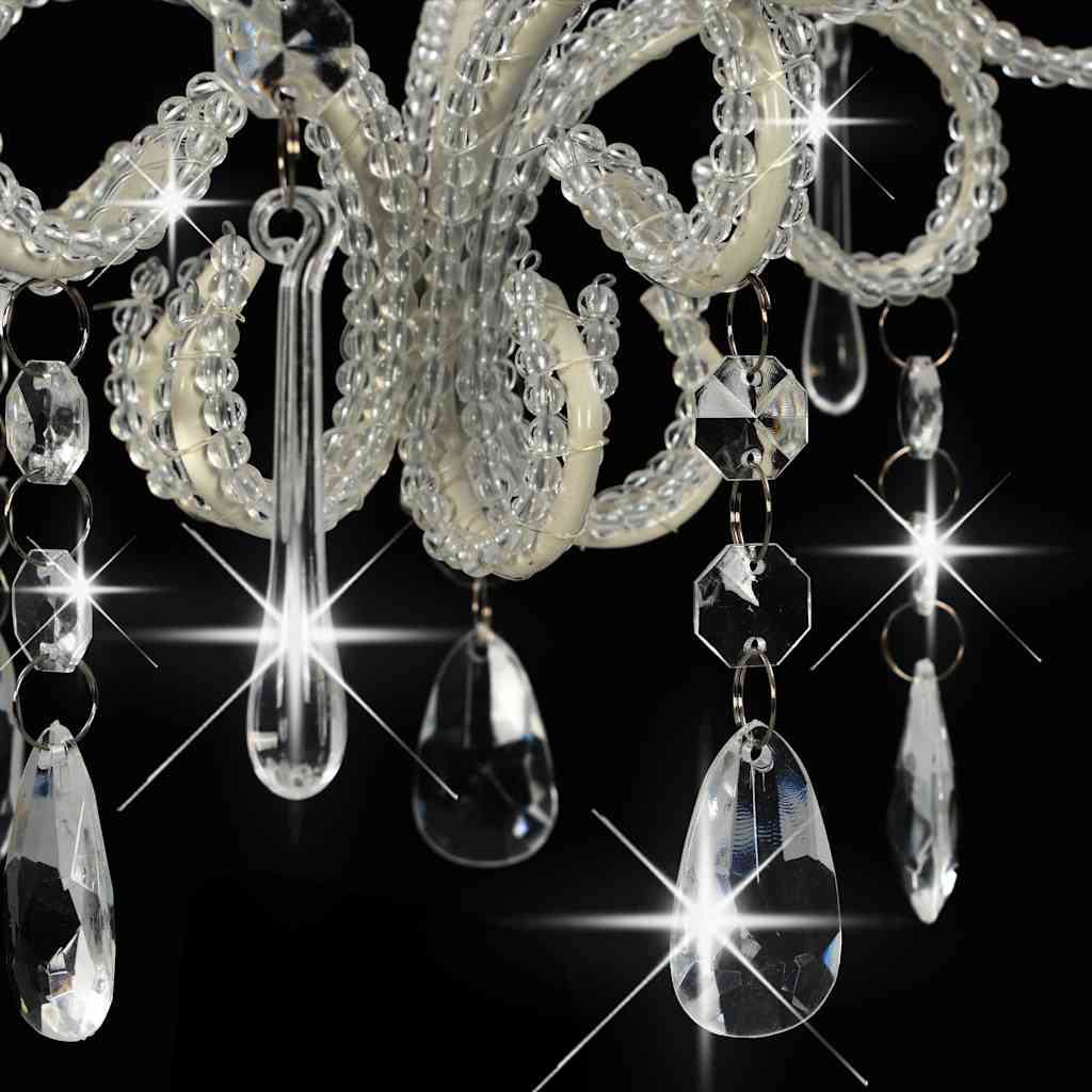 vidaXL Ceiling Lamp | White, Clear | Metal, Acrylic | Medium | Decorative Beads 6
