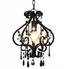 vidaXL Ceiling Lamp with Beads Black Round E14 1