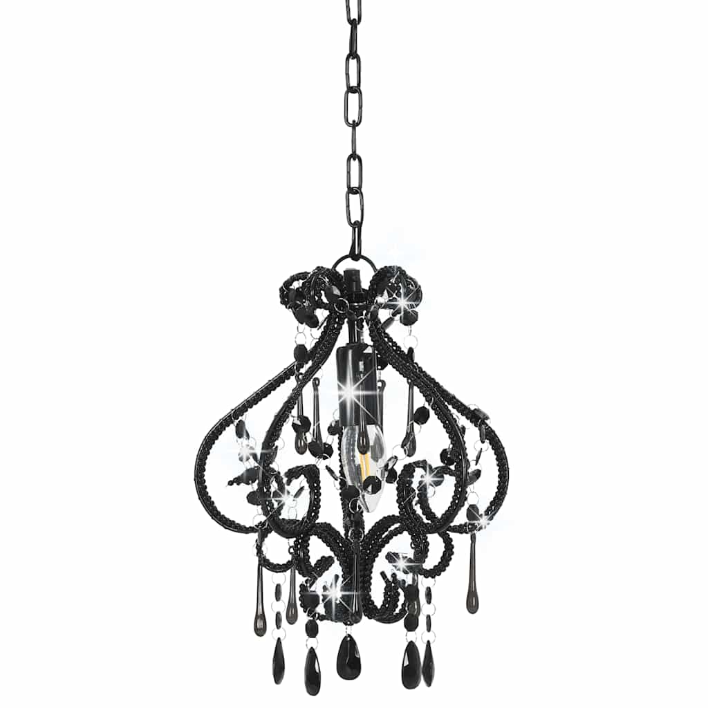 vidaXL Ceiling Lamp with Beads Black Round E14 2