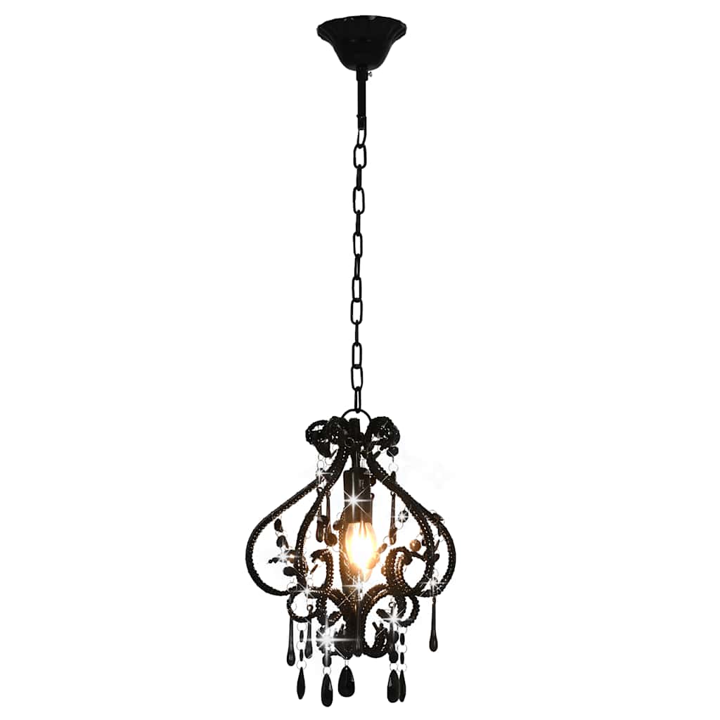 vidaXL Ceiling Lamp with Beads Black Round E14 3