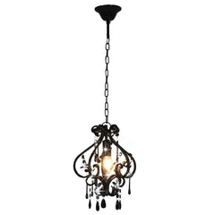 vidaXL Ceiling Lamp with Beads Black Round E14 3