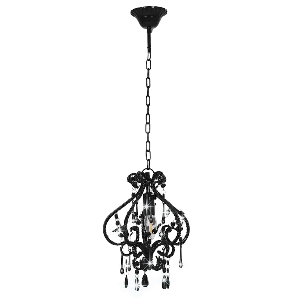 vidaXL Ceiling Lamp with Beads Black Round E14 4
