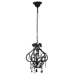 vidaXL Ceiling Lamp with Beads Black Round E14 4