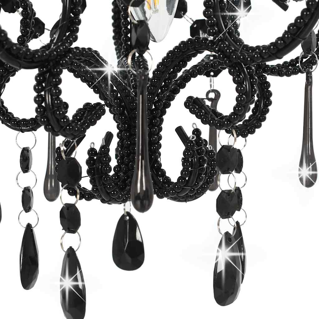 vidaXL Ceiling Lamp with Beads Black Round E14 6