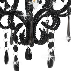 vidaXL Ceiling Lamp with Beads Black Round E14 6
