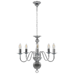 vidaXL Chandelier Silver 5 x E14 Bulbs 1