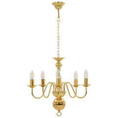 Chandelier Antique 5 x E14 Bulbs Gold