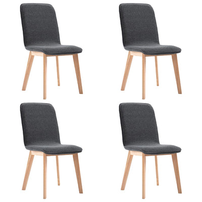 Dining Chairs 4 pcs Grey Fabric and Solid Oak Wood