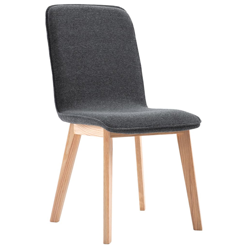 Dining Chairs 4 pcs Grey Fabric and Solid Oak Wood