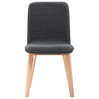 Dining Chairs 4 pcs Grey Fabric and Solid Oak Wood