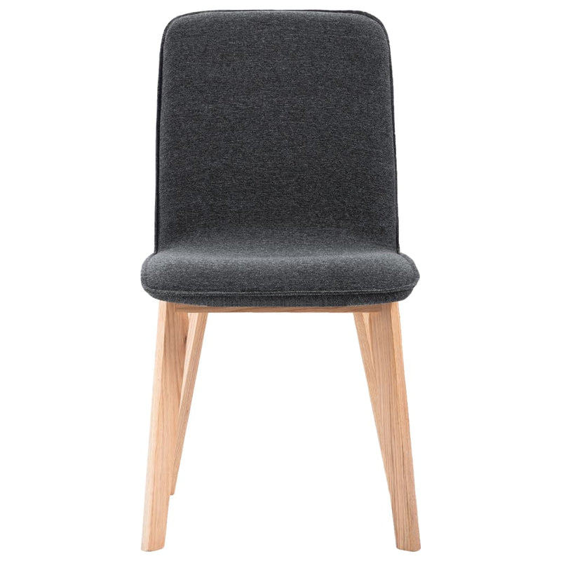 Dining Chairs 4 pcs Grey Fabric and Solid Oak Wood