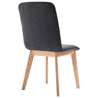 Dining Chairs 4 pcs Grey Fabric and Solid Oak Wood