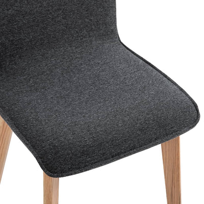 Dining Chairs 4 pcs Grey Fabric and Solid Oak Wood