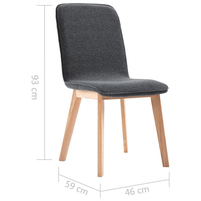 Dining Chairs 4 pcs Grey Fabric and Solid Oak Wood