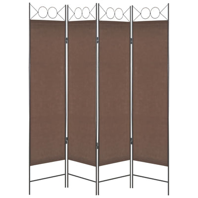 4-Panel Room Divider Brown 160x180 cm