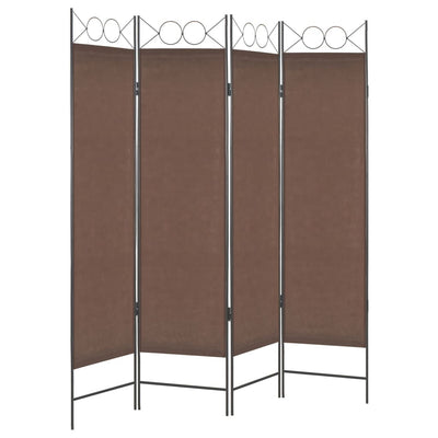 4-Panel Room Divider Brown 160x180 cm