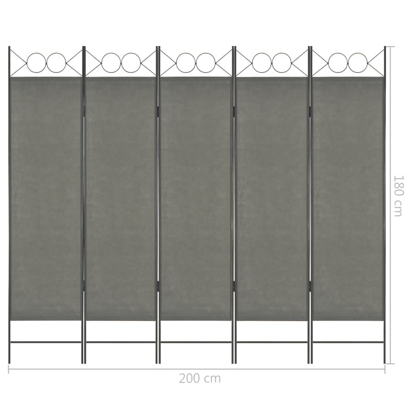 5-Panel Room Divider Anthracite 200x180 cm