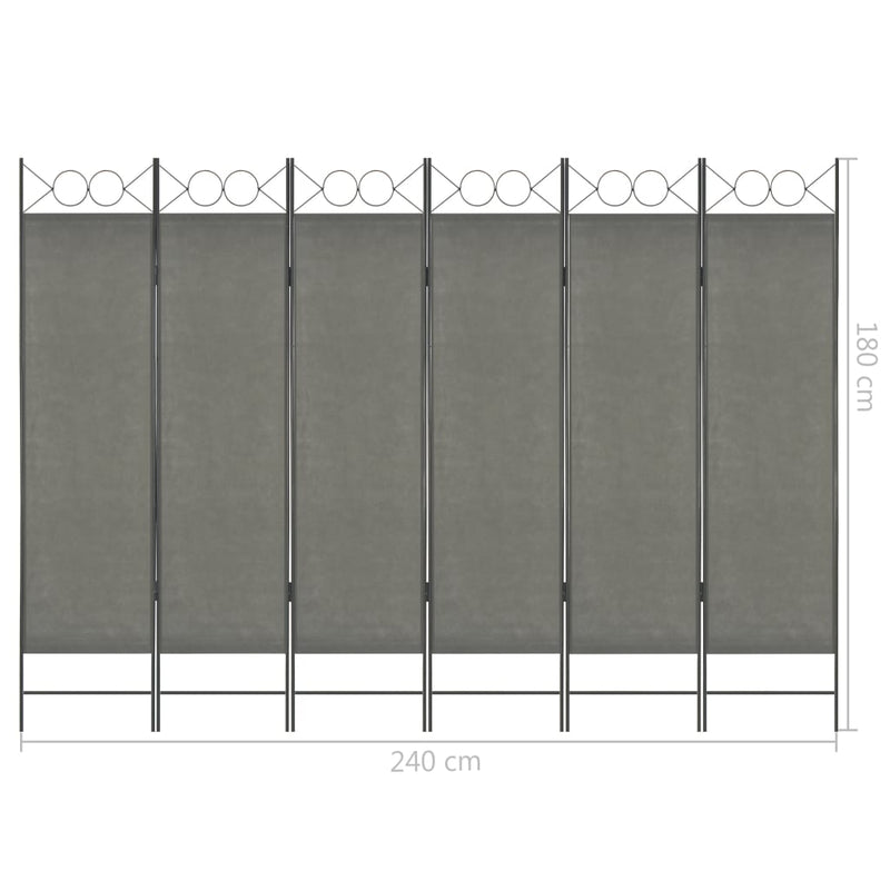 6-Panel Room Divider Anthracite 240x180 cm