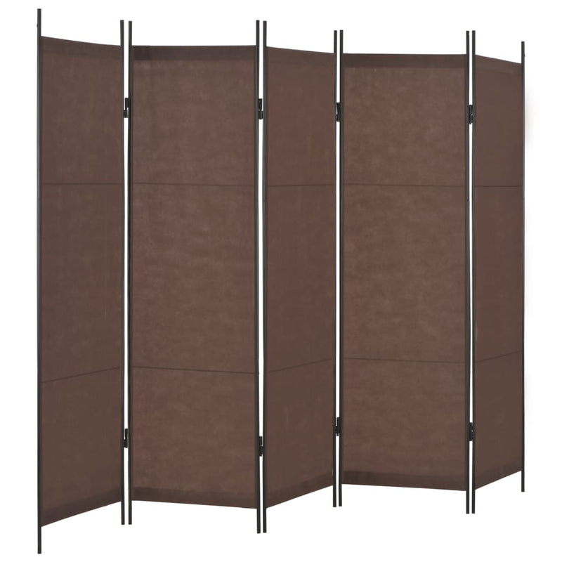 5-Panel Room Divider Brown 250x180 cm