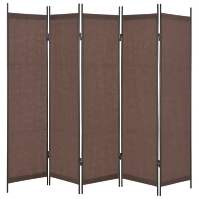 5-Panel Room Divider Brown 250x180 cm