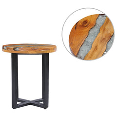 281652 vidaXL Coffee Table 40x45 cm Solid Teak Wood and Polyresin 2