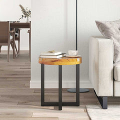 281652 vidaXL Coffee Table 40x45 cm Solid Teak Wood and Polyresin 3
