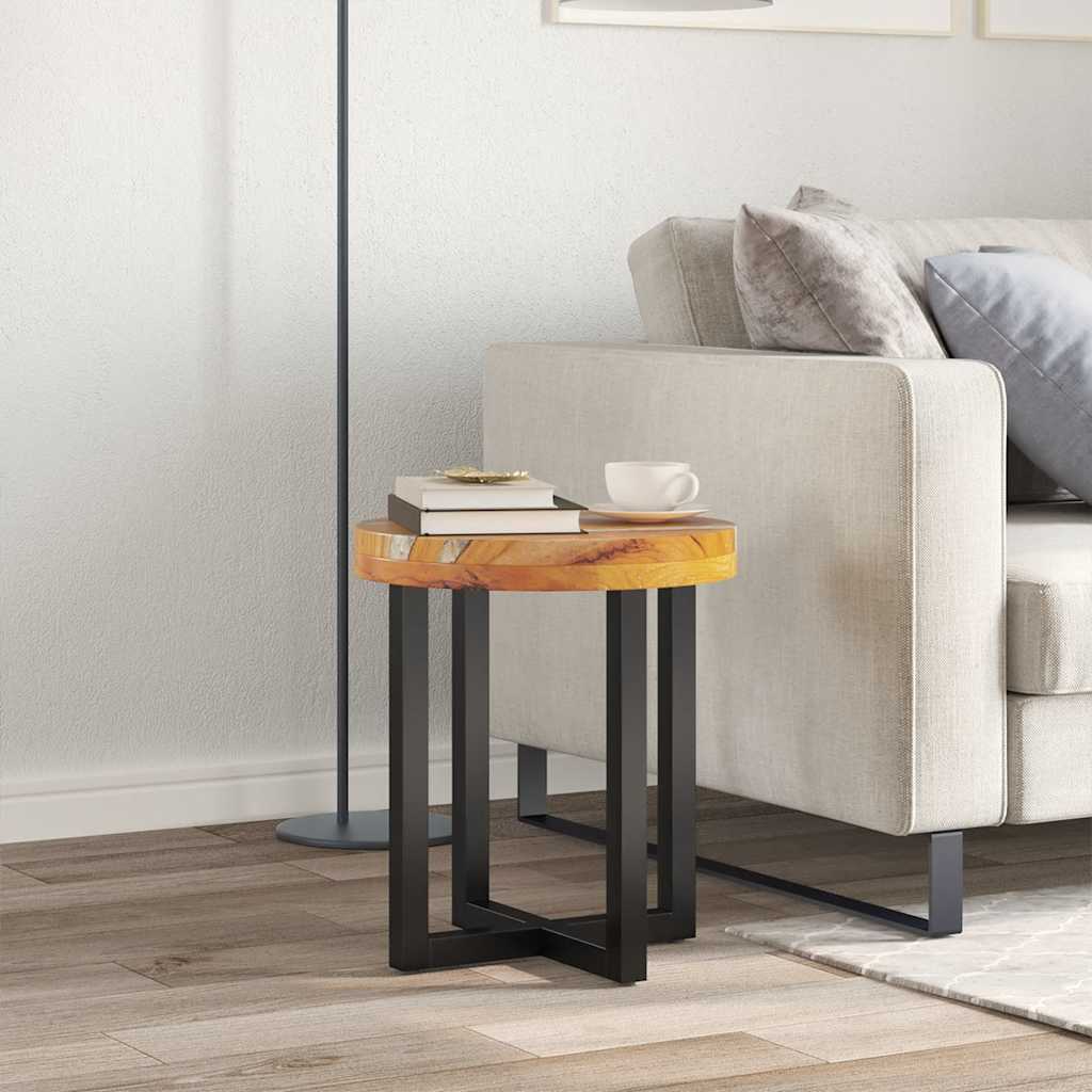 281652 vidaXL Coffee Table 40x45 cm Solid Teak Wood and Polyresin 1