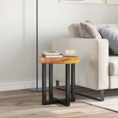 281652 vidaXL Coffee Table 40x45 cm Solid Teak Wood and Polyresin 1