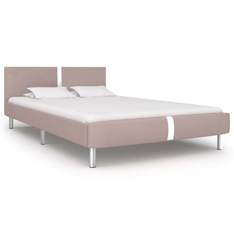 Bed Frame Cappuccino Faux Leather 135x190 cm Double