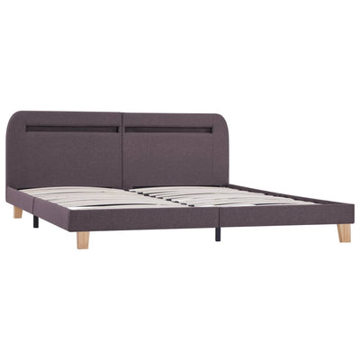 Bed Frame with LED Taupe Fabric 150x200 cm King Size