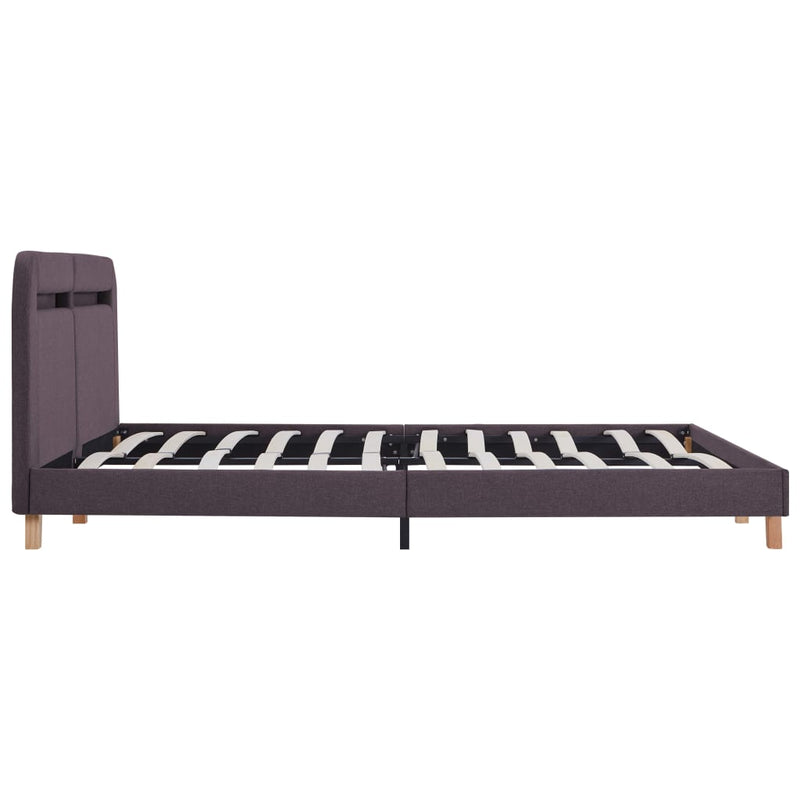 Bed Frame with LED Taupe Fabric 150x200 cm King Size