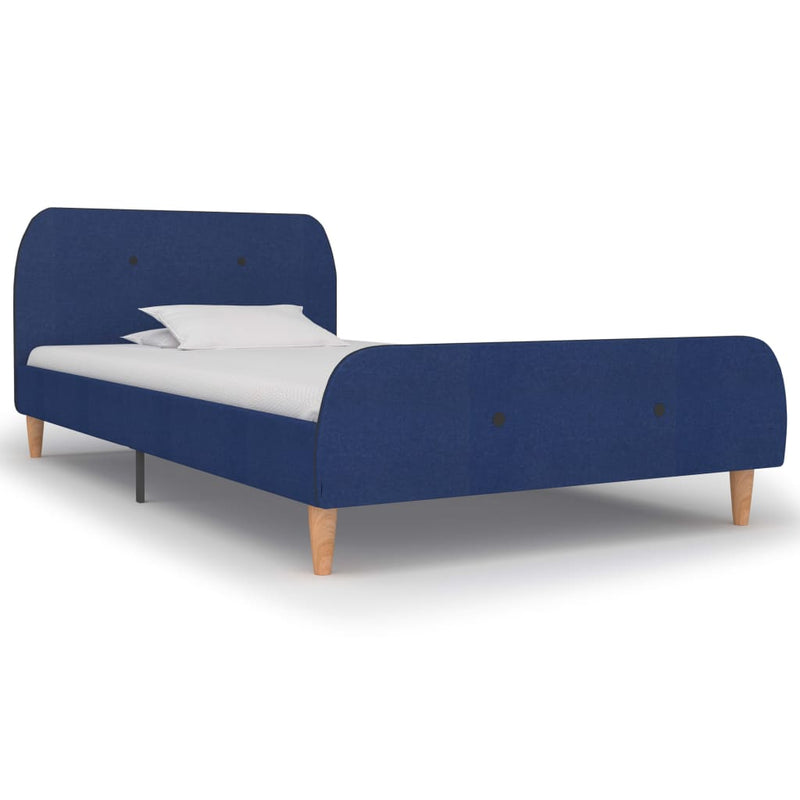 Bed Frame Blue Fabric 90x190 cm Single