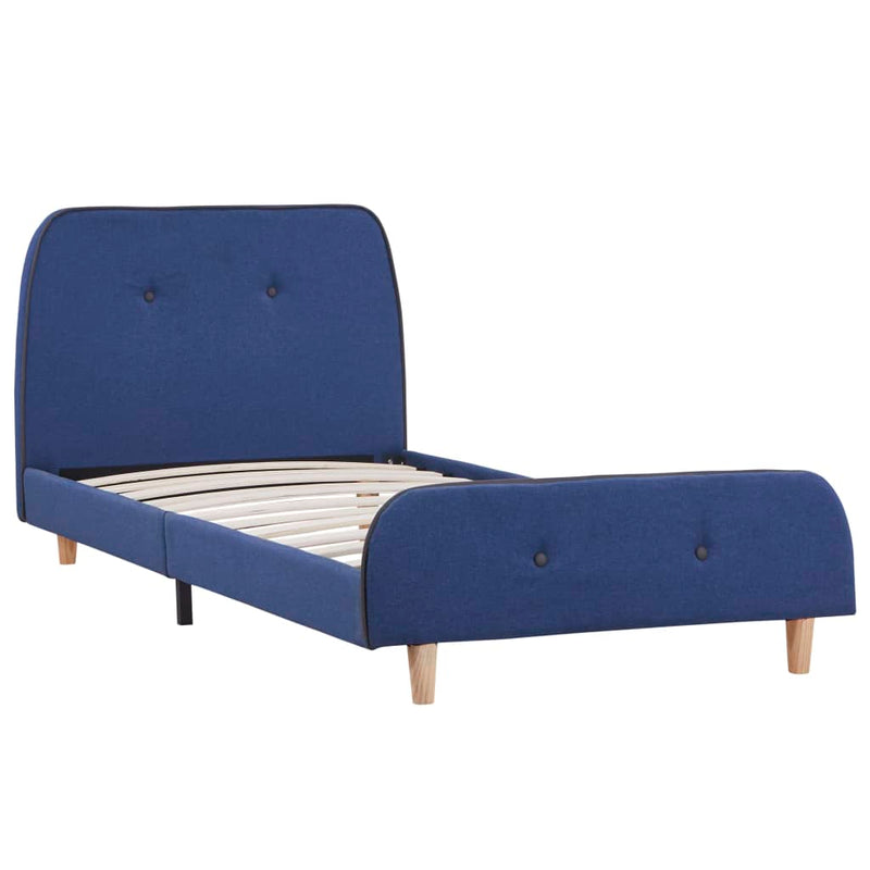 Bed Frame Blue Fabric 90x190 cm Single