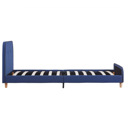 Bed Frame Blue Fabric 90x190 cm Single