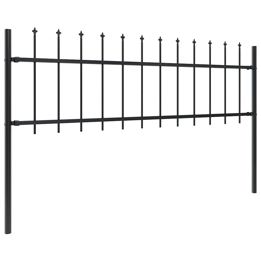 vidaXL Garden Fence "Woerden" with Spear Top Steel 170x60 cm Black 2
