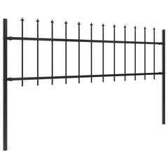vidaXL Garden Fence "Woerden" with Spear Top Steel 170x60 cm Black 2