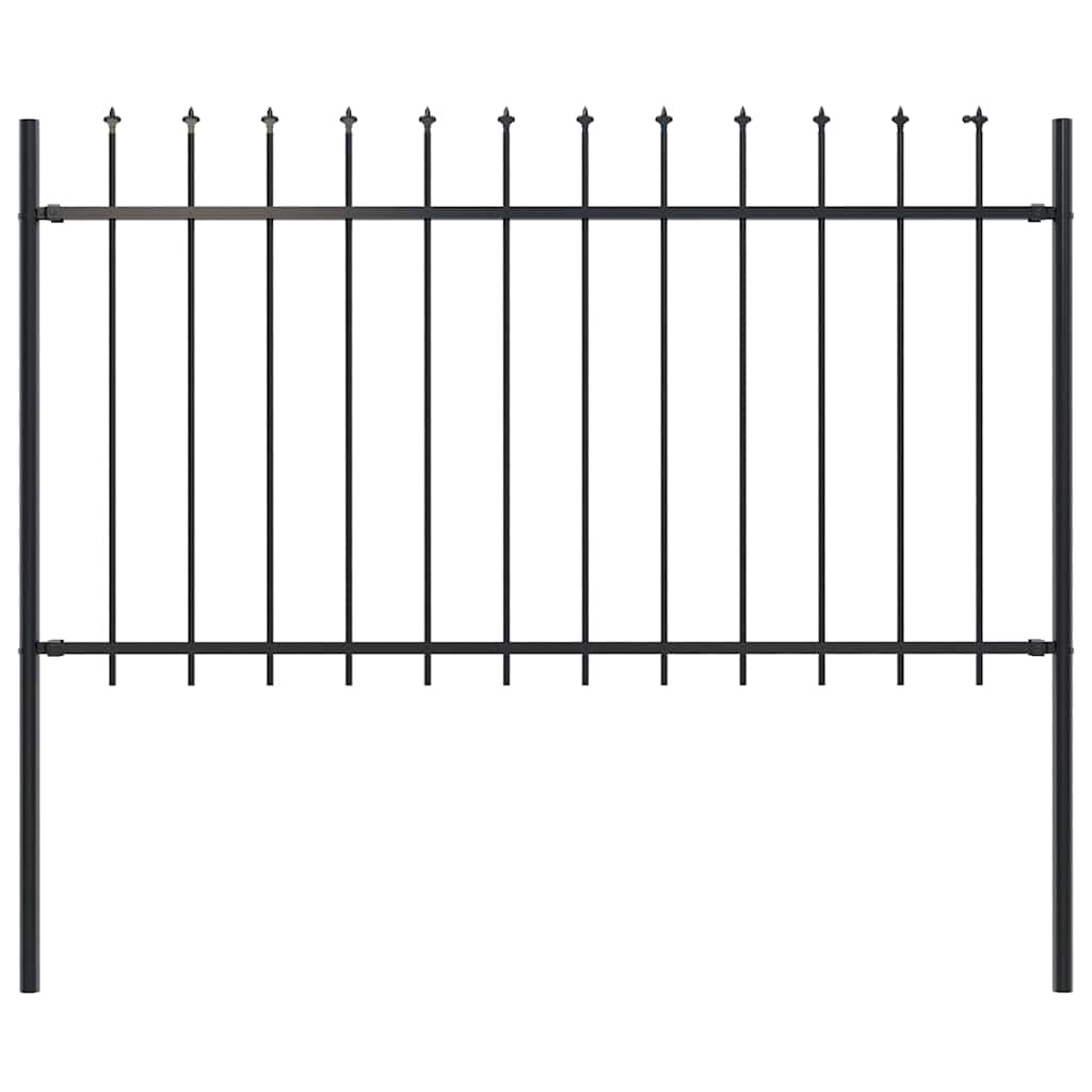 Garden Fence with Spear Top Steel 337x100 cm Black 170 cm
