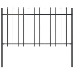 Garden Fence with Spear Top Steel 337x100 cm Black 170 cm