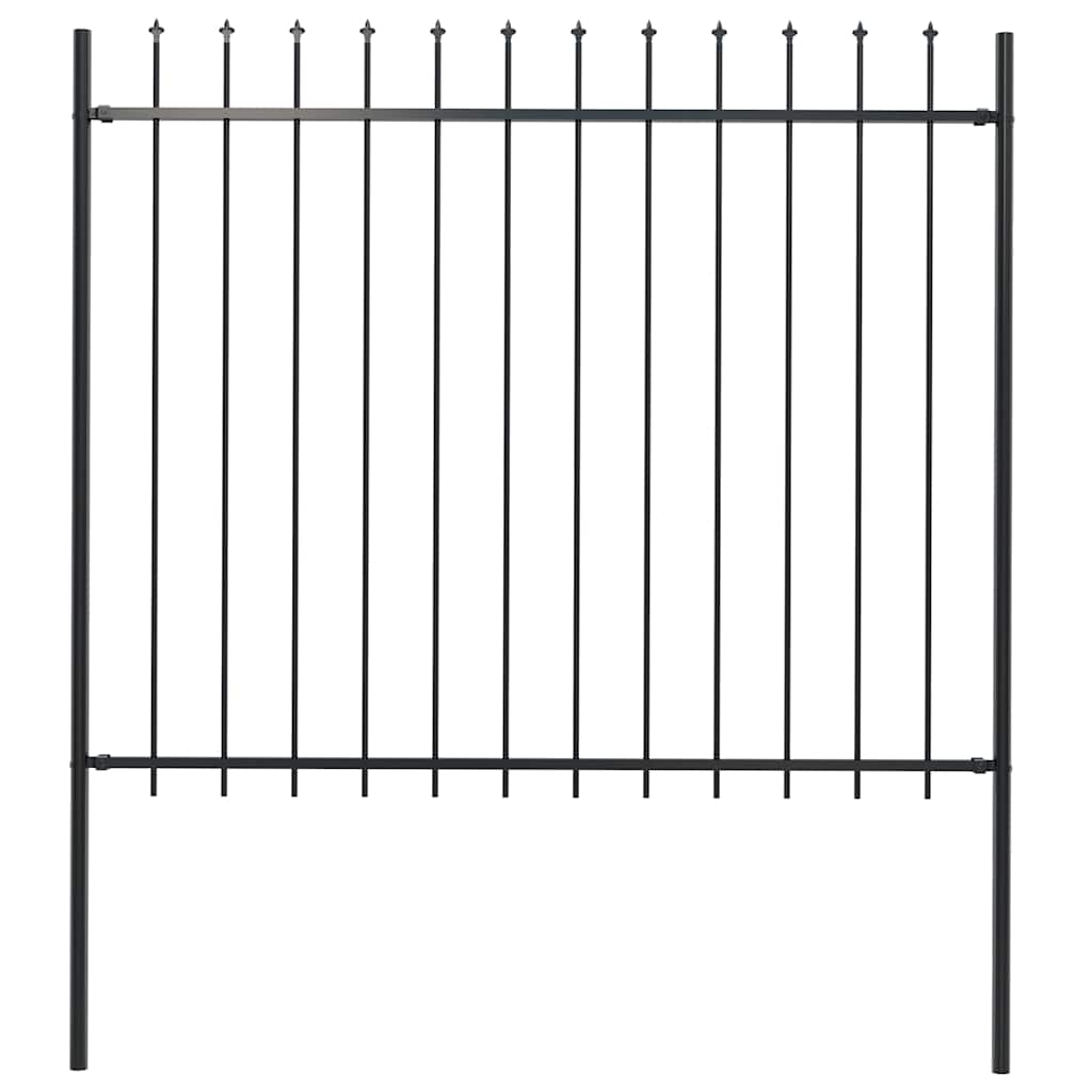 Garden Fence with Spear Top Steel 337x150 cm Black 170 cm
