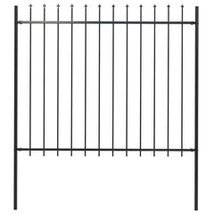 Garden Fence with Spear Top Steel 337x150 cm Black 170 cm