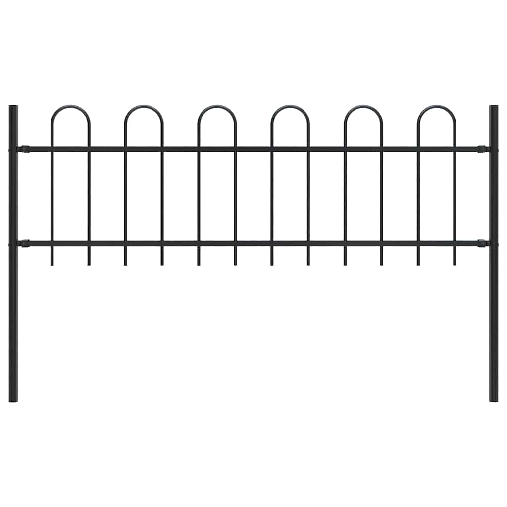 vidaXL Garden Fence "Boxtel" with Hoop Top Steel 170x60 cm Black 1